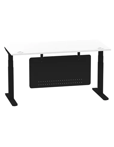 Dynamic Air Modesty 1600 x 800mm Height Adjustable Office Desk White Top Cable Ports Modesty Panel HA01455