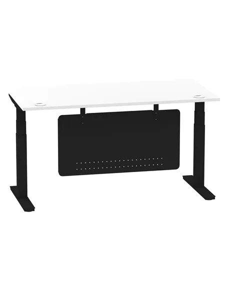 Dynamic Air Modesty 1600 x 800mm Height Adjustable Office Desk White Top Cable Ports Modesty Panel HA01455