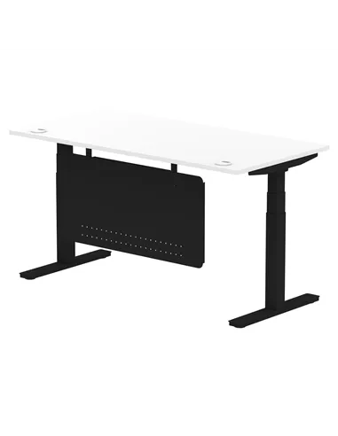 Dynamic Air Modesty 1600 x 800mm Height Adjustable Office Desk White Top Cable Ports Modesty Panel HA01455
