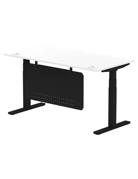Dynamic Air Modesty 1600 x 800mm Height Adjustable Office Desk White Top Cable Ports Modesty Panel HA01455