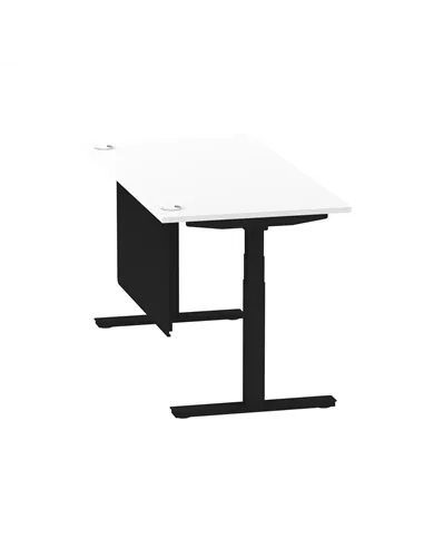 Dynamic Air Modesty 1600 x 800mm Height Adjustable Office Desk White Top Cable Ports Modesty Panel HA01455