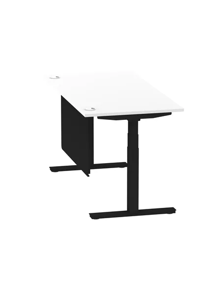 Dynamic Air Modesty 1600 x 800mm Height Adjustable Office Desk White Top Cable Ports Modesty Panel HA01455