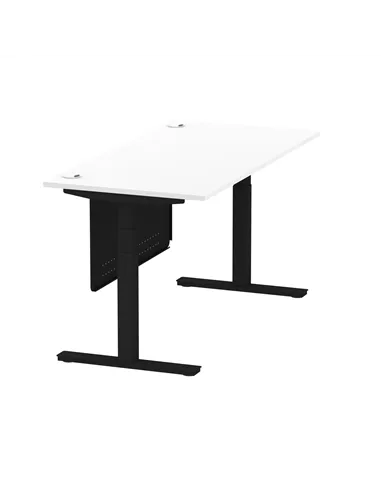 Dynamic Air Modesty 1600 x 800mm Height Adjustable Office Desk White Top Cable Ports Modesty Panel HA01455