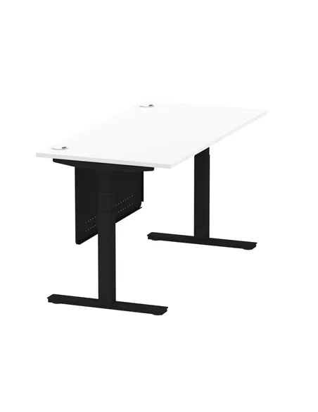 Dynamic Air Modesty 1600 x 800mm Height Adjustable Office Desk White Top Cable Ports Modesty Panel HA01455