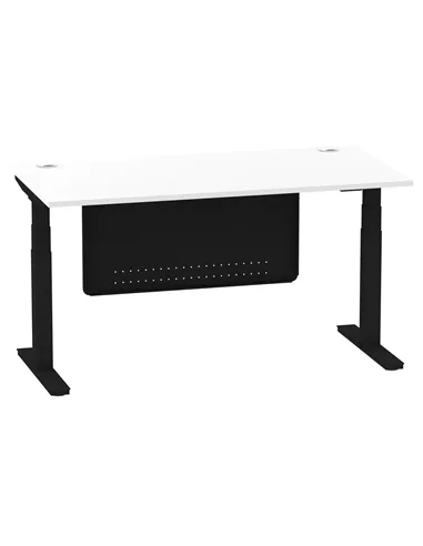 Dynamic Air Modesty 1600 x 800mm Height Adjustable Office Desk White Top Cable Ports Modesty Panel HA01455