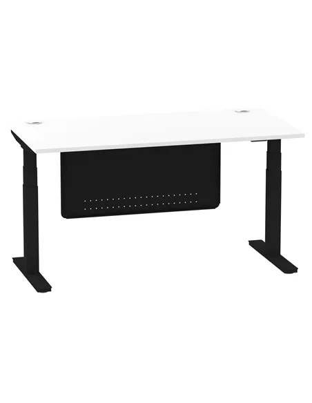 Dynamic Air Modesty 1600 x 800mm Height Adjustable Office Desk White Top Cable Ports Modesty Panel HA01455