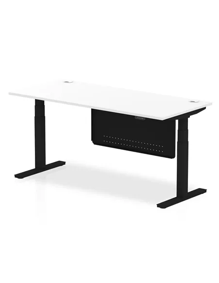 Dynamic Air Modesty 1800 x 800mm Height Adjustable Office Desk White Top Cable Ports Modesty Panel HA01456