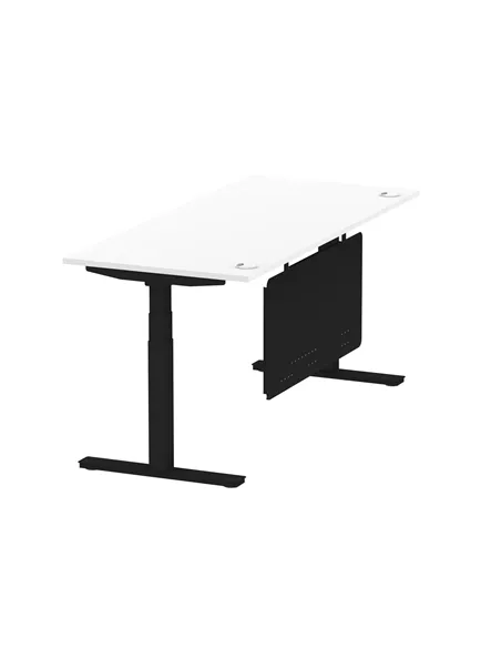 Dynamic Air Modesty 1800 x 800mm Height Adjustable Office Desk White Top Cable Ports Modesty Panel HA01456