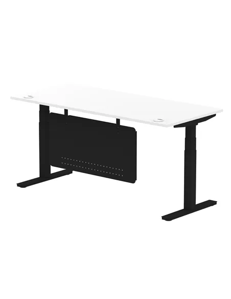 Dynamic Air Modesty 1800 x 800mm Height Adjustable Office Desk White Top Cable Ports Modesty Panel HA01456