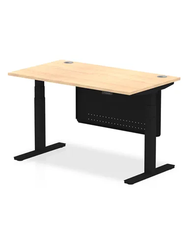 Dynamic Air Modesty 1400 x 800mm Height Adjustable Office Desk Maple Top Cable Ports Modesty Panel HA01458