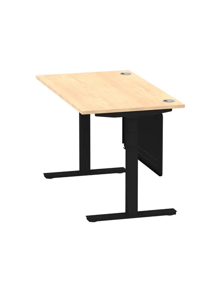 Dynamic Air Modesty 1400 x 800mm Height Adjustable Office Desk Maple Top Cable Ports Modesty Panel HA01458