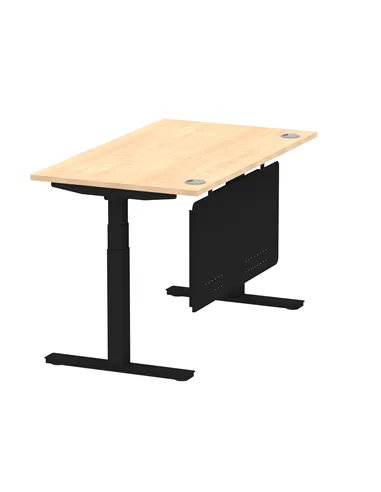 Dynamic Air Modesty 1400 x 800mm Height Adjustable Office Desk Maple Top Cable Ports Modesty Panel HA01458