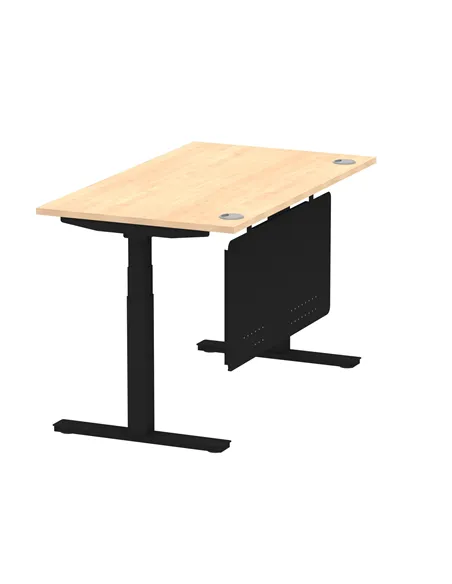 Dynamic Air Modesty 1400 x 800mm Height Adjustable Office Desk Maple Top Cable Ports Modesty Panel HA01458