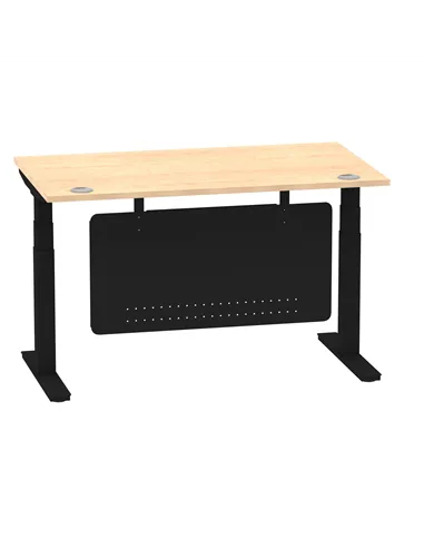 Dynamic Air Modesty 1400 x 800mm Height Adjustable Office Desk Maple Top Cable Ports Modesty Panel HA01458