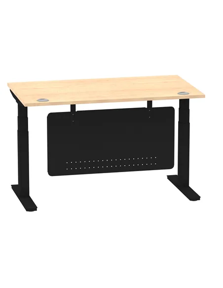 Dynamic Air Modesty 1400 x 800mm Height Adjustable Office Desk Maple Top Cable Ports Modesty Panel HA01458