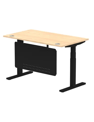 Dynamic Air Modesty 1400 x 800mm Height Adjustable Office Desk Maple Top Cable Ports Modesty Panel HA01458