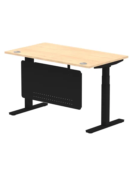 Dynamic Air Modesty 1400 x 800mm Height Adjustable Office Desk Maple Top Cable Ports Modesty Panel HA01458