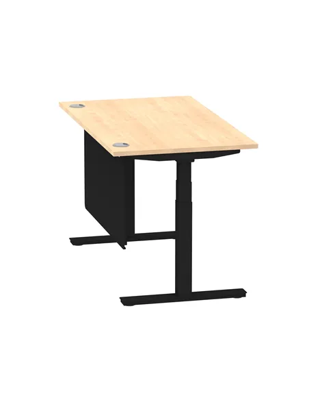 Dynamic Air Modesty 1400 x 800mm Height Adjustable Office Desk Maple Top Cable Ports Modesty Panel HA01458