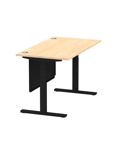 Dynamic Air Modesty 1400 x 800mm Height Adjustable Office Desk Maple Top Cable Ports Modesty Panel HA01458