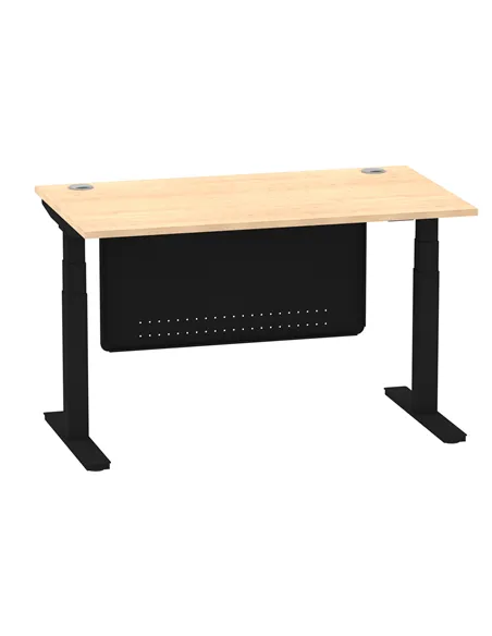 Dynamic Air Modesty 1400 x 800mm Height Adjustable Office Desk Maple Top Cable Ports Modesty Panel HA01458