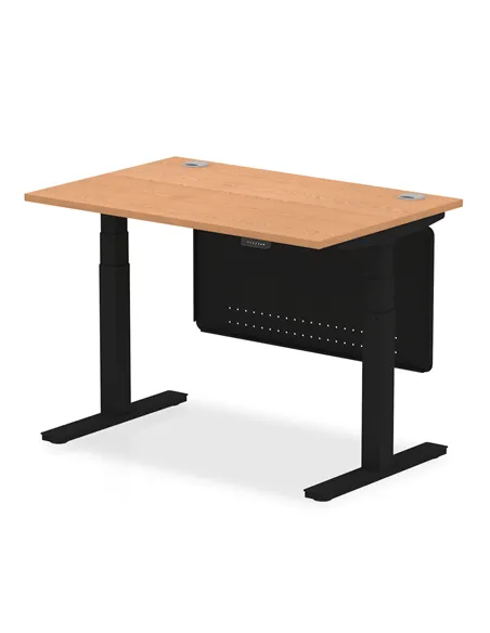 Dynamic Air Modesty 1200 x 800mm Height Adjustable Office Desk Oak Top Cable Ports Modesty Panel HA01461