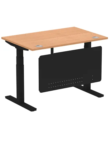 Dynamic Air Modesty 1200 x 800mm Height Adjustable Office Desk Oak Top Cable Ports Modesty Panel HA01461