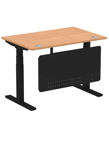 Dynamic Air Modesty 1200 x 800mm Height Adjustable Office Desk Oak Top Cable Ports Modesty Panel HA01461