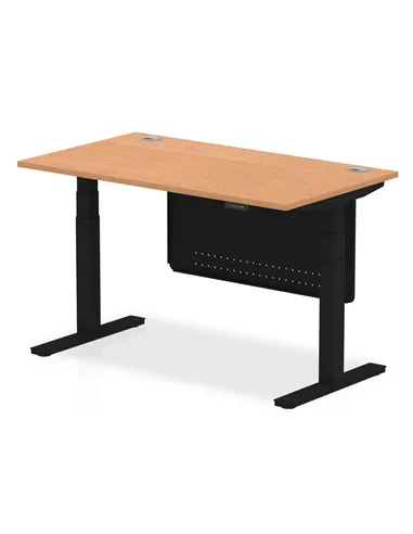 Dynamic Air Modesty 1400 x 800mm Height Adjustable Office Desk Oak Top Cable Ports Modesty Panel HA01462