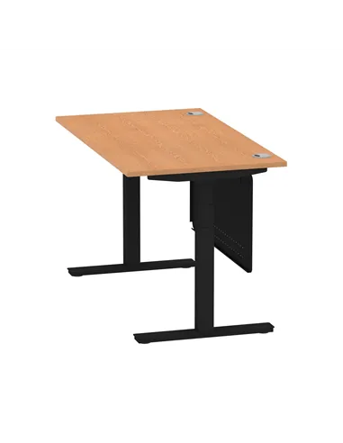 Dynamic Air Modesty 1400 x 800mm Height Adjustable Office Desk Oak Top Cable Ports Modesty Panel HA01462