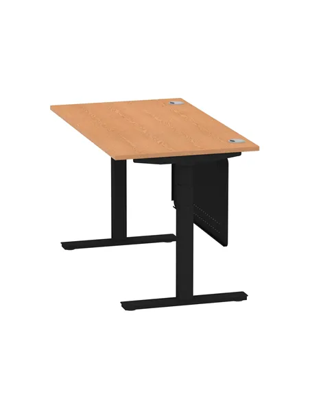 Dynamic Air Modesty 1400 x 800mm Height Adjustable Office Desk Oak Top Cable Ports Modesty Panel HA01462