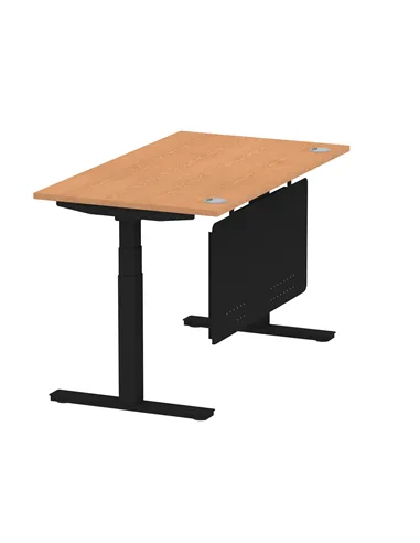 Dynamic Air Modesty 1400 x 800mm Height Adjustable Office Desk Oak Top Cable Ports Modesty Panel HA01462