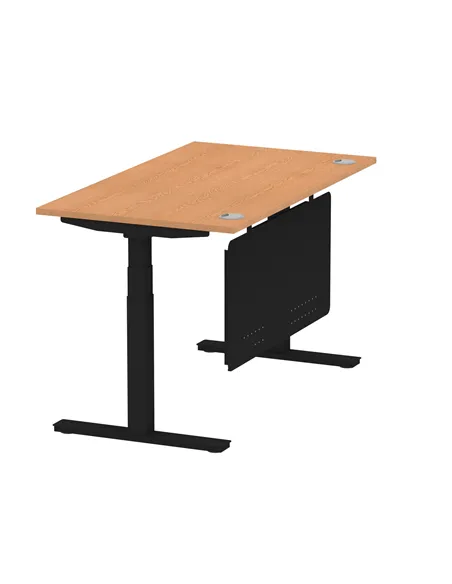 Dynamic Air Modesty 1400 x 800mm Height Adjustable Office Desk Oak Top Cable Ports Modesty Panel HA01462