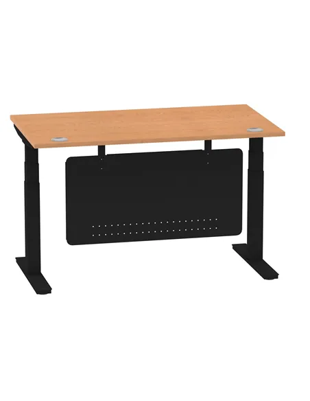 Dynamic Air Modesty 1400 x 800mm Height Adjustable Office Desk Oak Top Cable Ports Modesty Panel HA01462