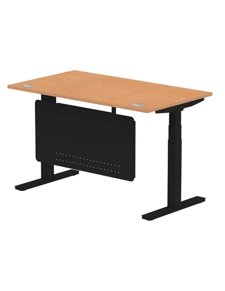 Dynamic Air Modesty 1400 x 800mm Height Adjustable Office Desk Oak Top Cable Ports Modesty Panel HA01462