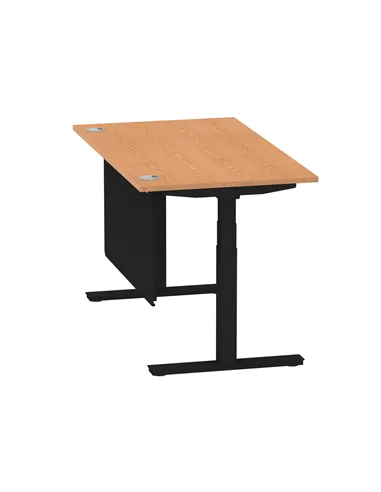 Dynamic Air Modesty 1400 x 800mm Height Adjustable Office Desk Oak Top Cable Ports Modesty Panel HA01462