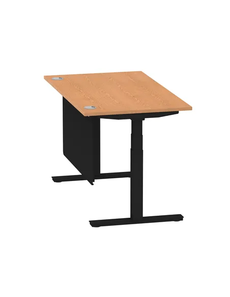 Dynamic Air Modesty 1400 x 800mm Height Adjustable Office Desk Oak Top Cable Ports Modesty Panel HA01462