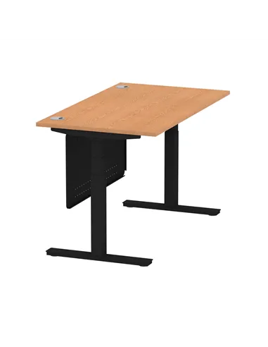 Dynamic Air Modesty 1400 x 800mm Height Adjustable Office Desk Oak Top Cable Ports Modesty Panel HA01462