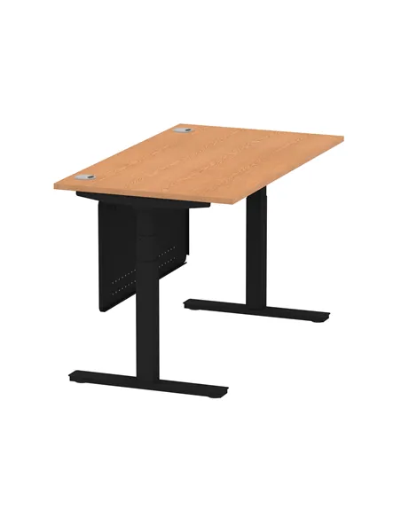 Dynamic Air Modesty 1400 x 800mm Height Adjustable Office Desk Oak Top Cable Ports Modesty Panel HA01462