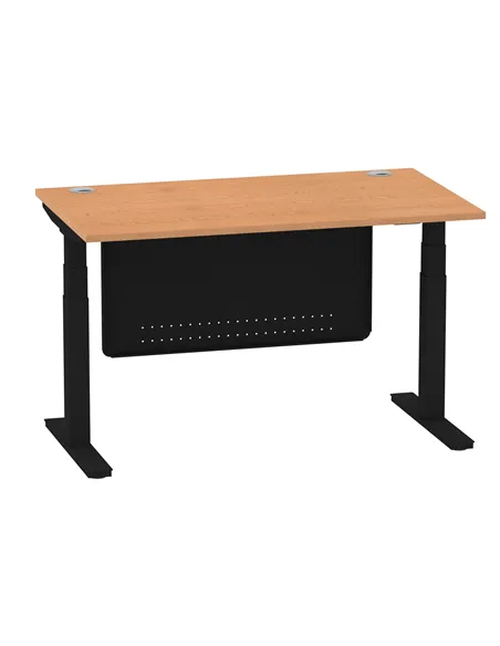 Dynamic Air Modesty 1400 x 800mm Height Adjustable Office Desk Oak Top Cable Ports Modesty Panel HA01462
