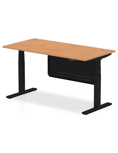 Dynamic Air Modesty 1600 x 800mm Height Adjustable Office Desk Oak Top Cable Ports Modesty Panel HA01463