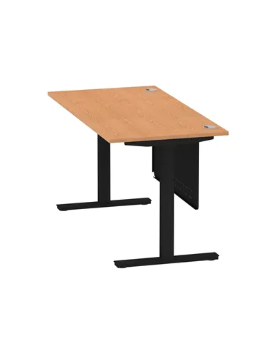 Dynamic Air Modesty 1600 x 800mm Height Adjustable Office Desk Oak Top Cable Ports Modesty Panel HA01463