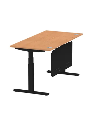 Dynamic Air Modesty 1600 x 800mm Height Adjustable Office Desk Oak Top Cable Ports Modesty Panel HA01463