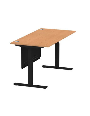 Dynamic Air Modesty 1600 x 800mm Height Adjustable Office Desk Oak Top Cable Ports Modesty Panel HA01463