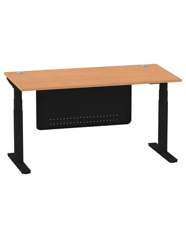 Dynamic Air Modesty 1600 x 800mm Height Adjustable Office Desk Oak Top Cable Ports Modesty Panel HA01463