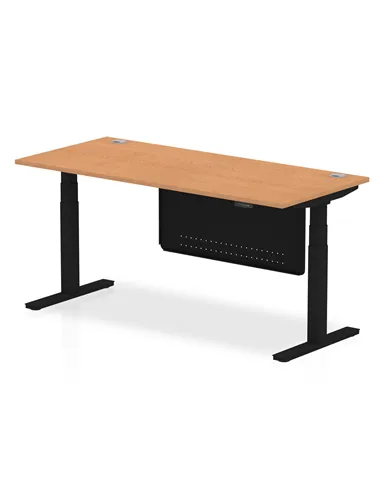 Dynamic Air Modesty 1800 x 800mm Height Adjustable Office Desk Oak Top Cable Ports Modesty Panel HA01464