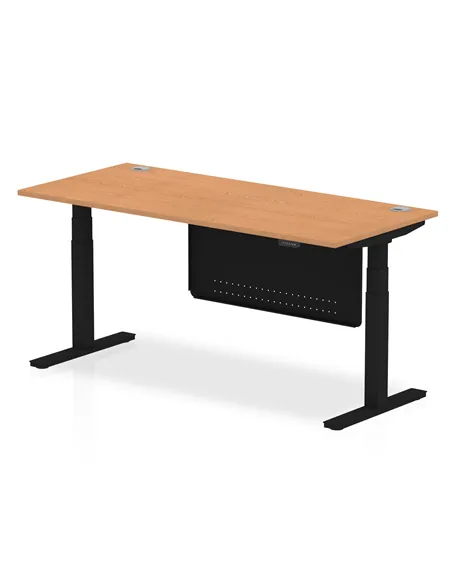 Dynamic Air Modesty 1800 x 800mm Height Adjustable Office Desk Oak Top Cable Ports Modesty Panel HA01464