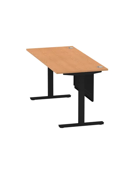 Dynamic Air Modesty 1800 x 800mm Height Adjustable Office Desk Oak Top Cable Ports Modesty Panel HA01464