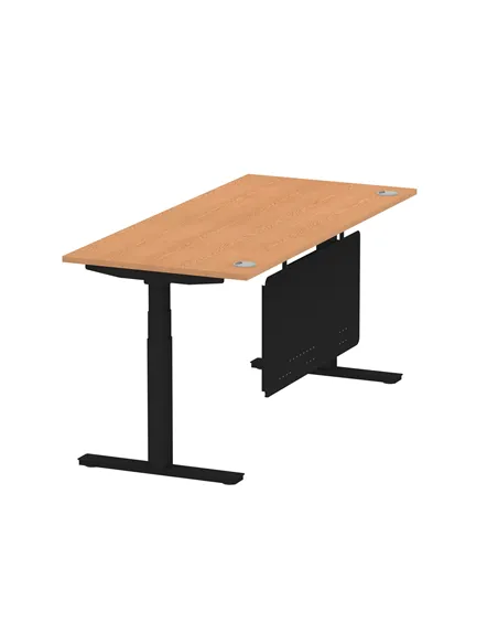 Dynamic Air Modesty 1800 x 800mm Height Adjustable Office Desk Oak Top Cable Ports Modesty Panel HA01464