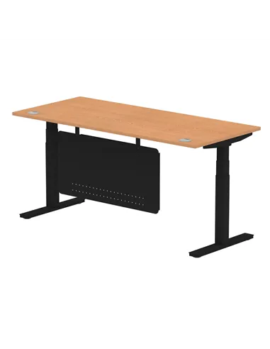 Dynamic Air Modesty 1800 x 800mm Height Adjustable Office Desk Oak Top Cable Ports Modesty Panel HA01464