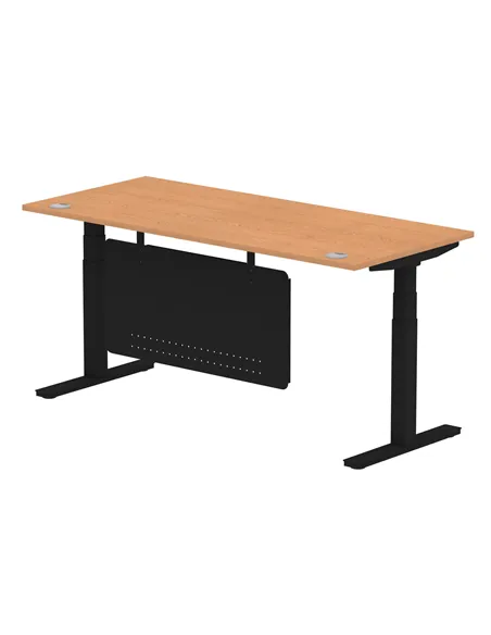Dynamic Air Modesty 1800 x 800mm Height Adjustable Office Desk Oak Top Cable Ports Modesty Panel HA01464